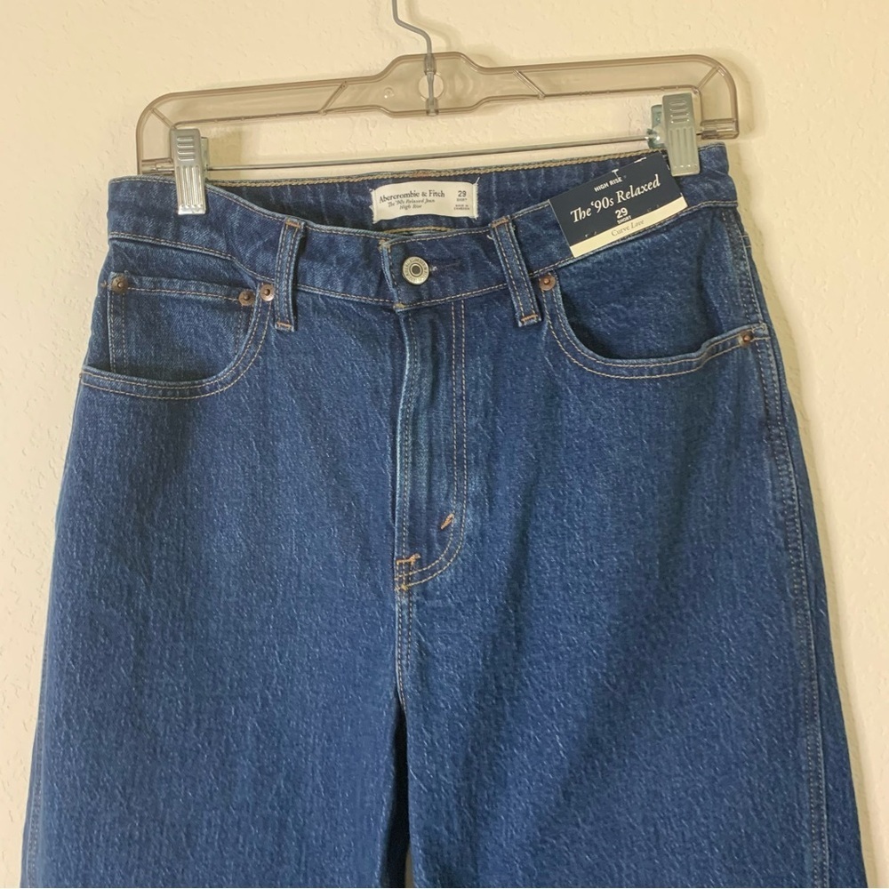 Abercrombie & fitch High Rise 90s Relaxed Split-Vent Hem Jean 29 short NWT - Picture 5 of 12